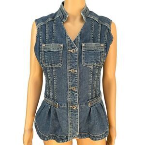 Ethyl vintage sleeveless denim peplum jacket size S